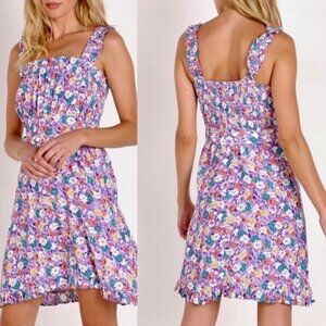 Faithfull The Brand Mid Summer Crepe Mini Dress Nefeli Floral Rayon SMALL‎